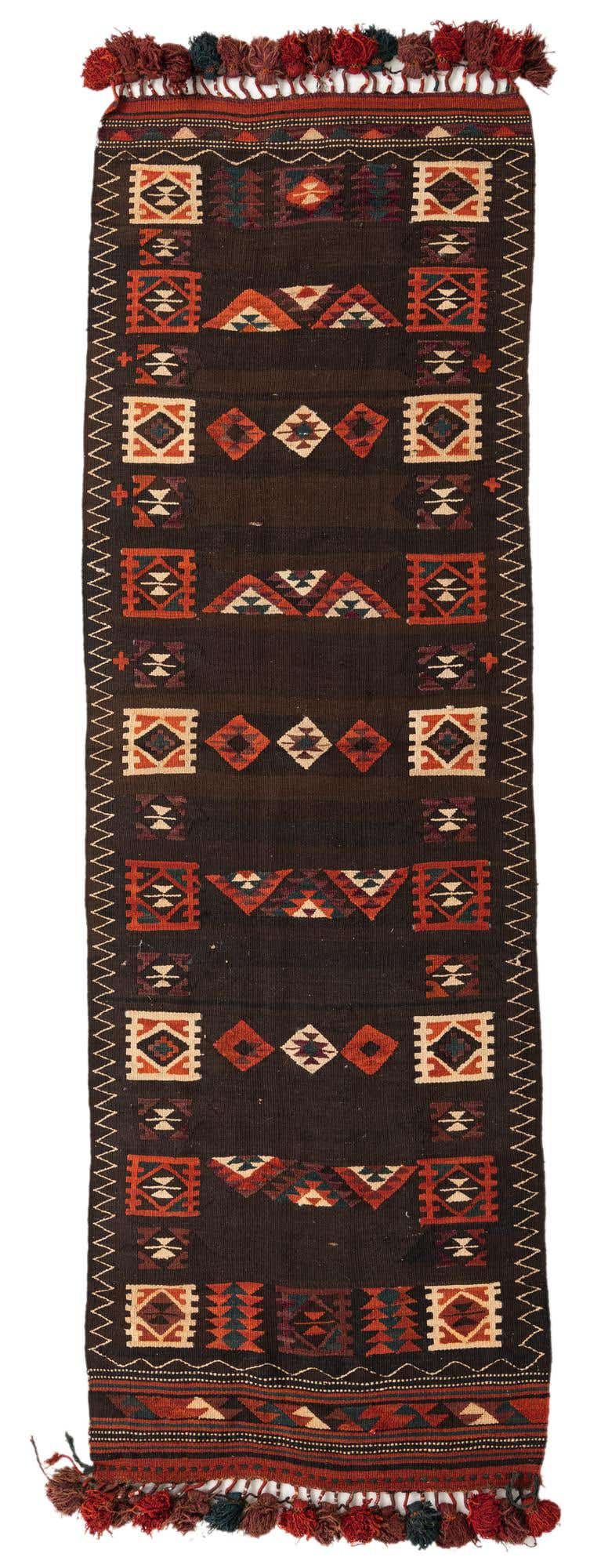3' 3 x 10' Hand Woven Kilim Fars Wool Runner Rug