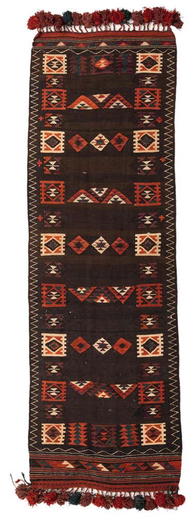 3' 3 x 10' Hand Woven Kilim Fars Wool Runner Rug