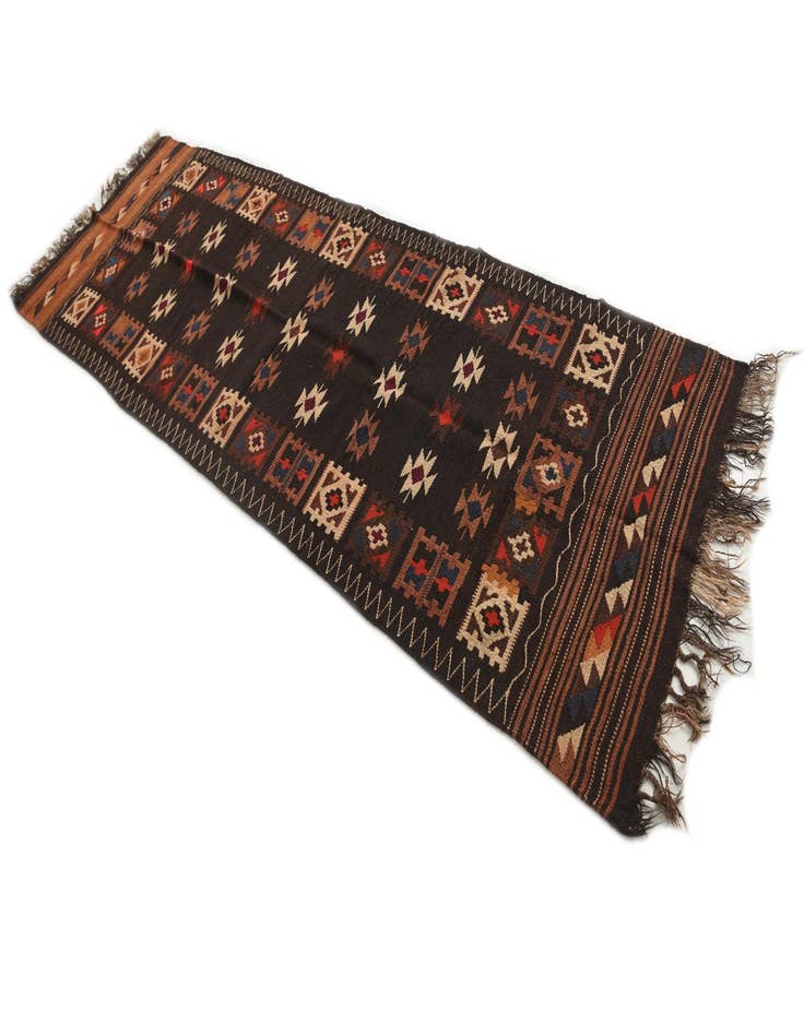 Detail image of 3' 6 x 11'  Hand Woven Kilim Fars Wool Runner Rug