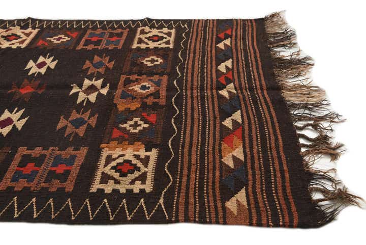 3' 6 x 11' Hand Woven Kilim Fars Wool Runner Rug