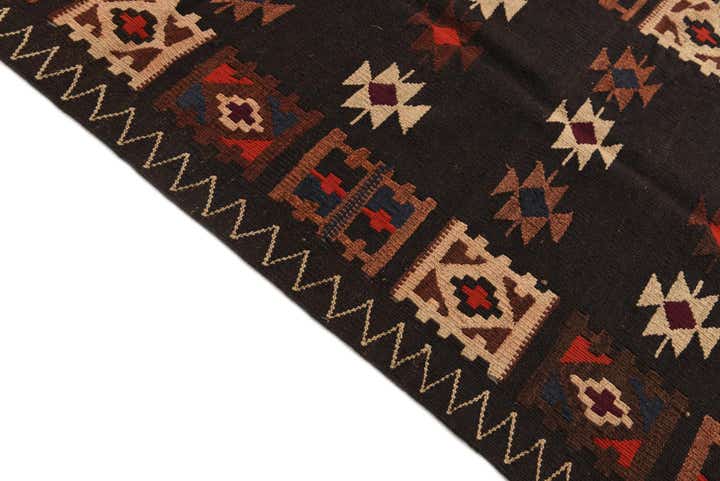 3' 6 x 11' Hand Woven Kilim Fars Wool Runner Rug