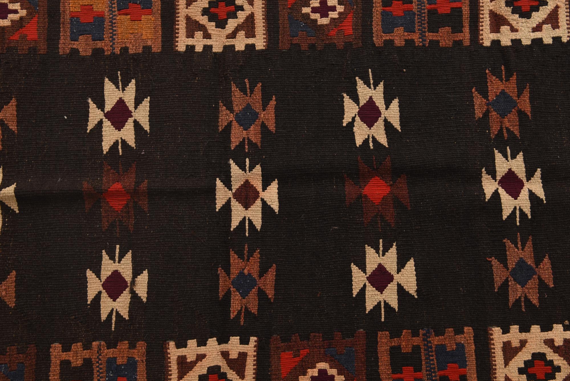 3' 6 x 11' Hand Woven Kilim Fars Wool Runner Rug