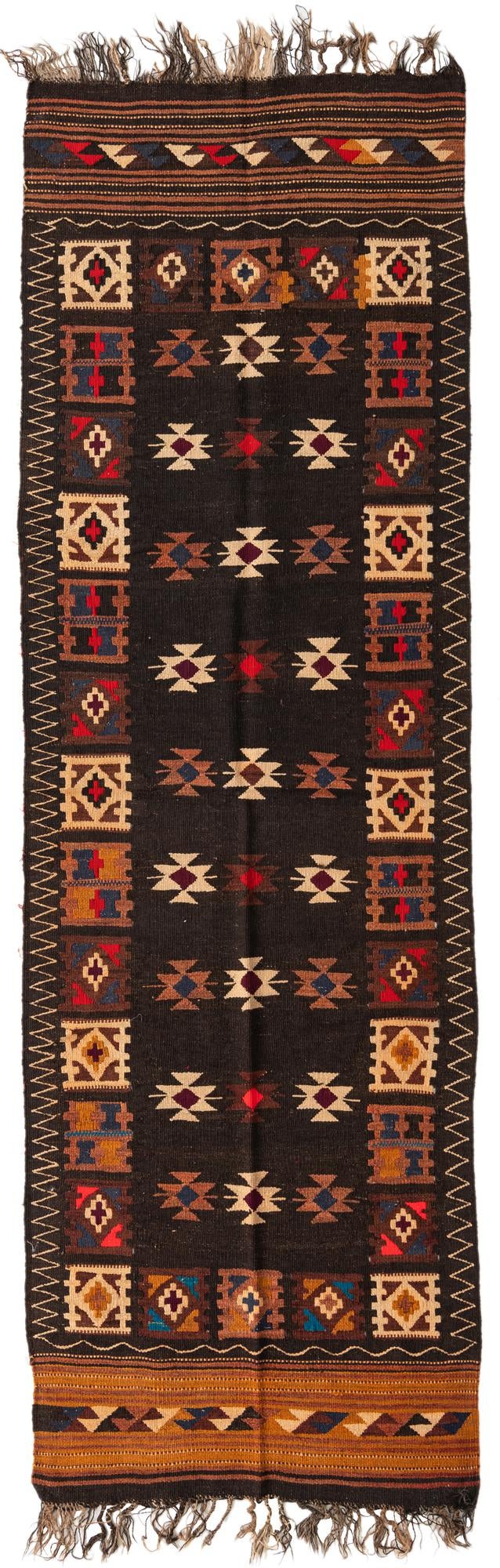 3' 6 x 11' Hand Woven Kilim Fars Wool Runner Rug