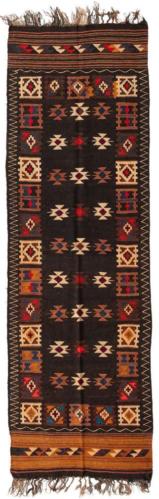 3' 6 x 11' Hand Woven Kilim Fars Wool Runner Rug