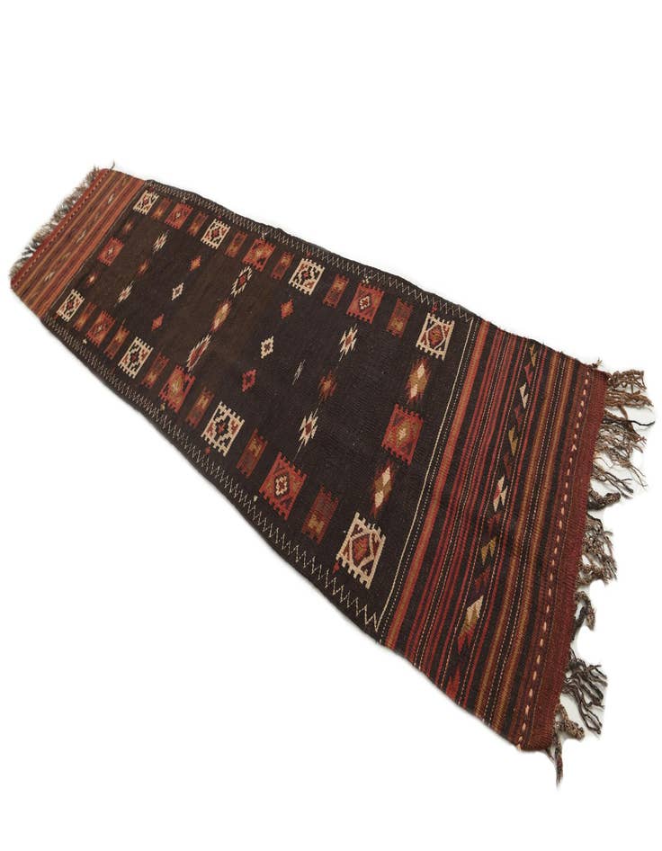 Detail image of 3' 2 x 12'  Hand Woven Kilim Fars Wool Runner Rug