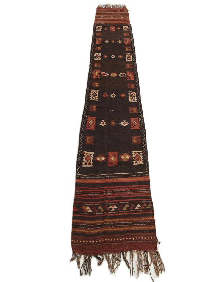 Detail image of 3' 2 x 12'  Hand Woven Kilim Fars Wool Runner Rug