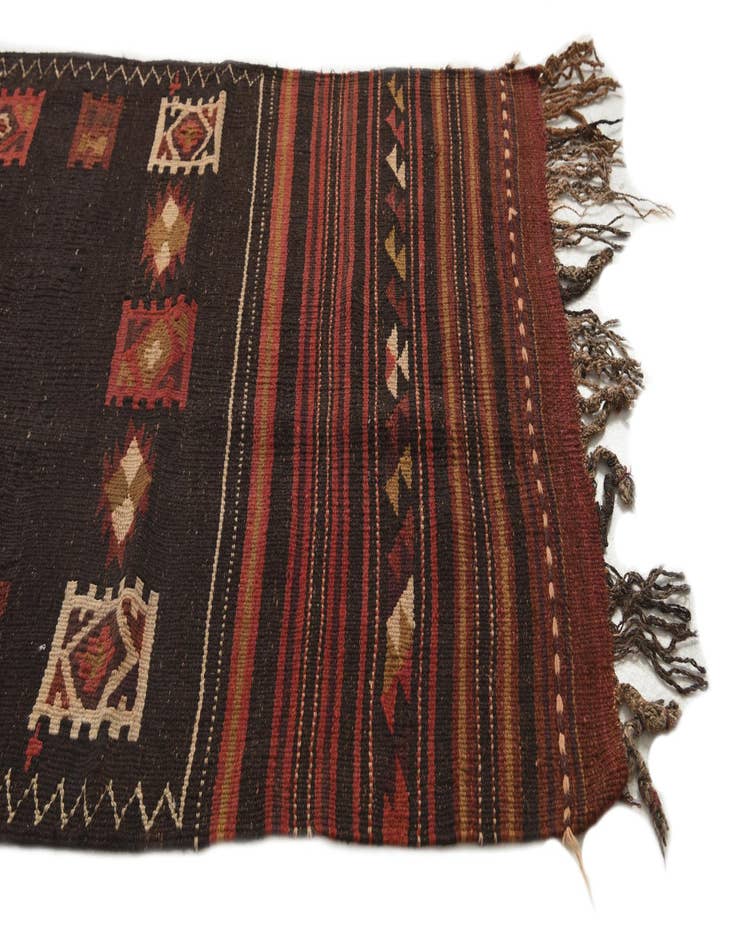 Detail image of 3' 2 x 12'  Hand Woven Kilim Fars Wool Runner Rug
