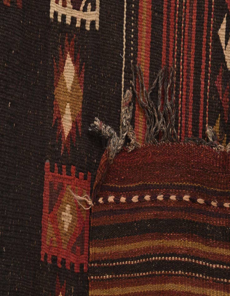 Detail image of 3' 2 x 12'  Hand Woven Kilim Fars Wool Runner Rug