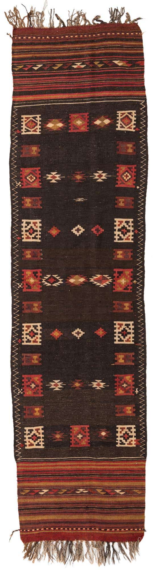 3' 2 x 12' Hand Woven Kilim Fars Wool Runner Rug