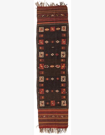 3' 2 x 12' Hand Woven Kilim Fars Wool Runner Rug