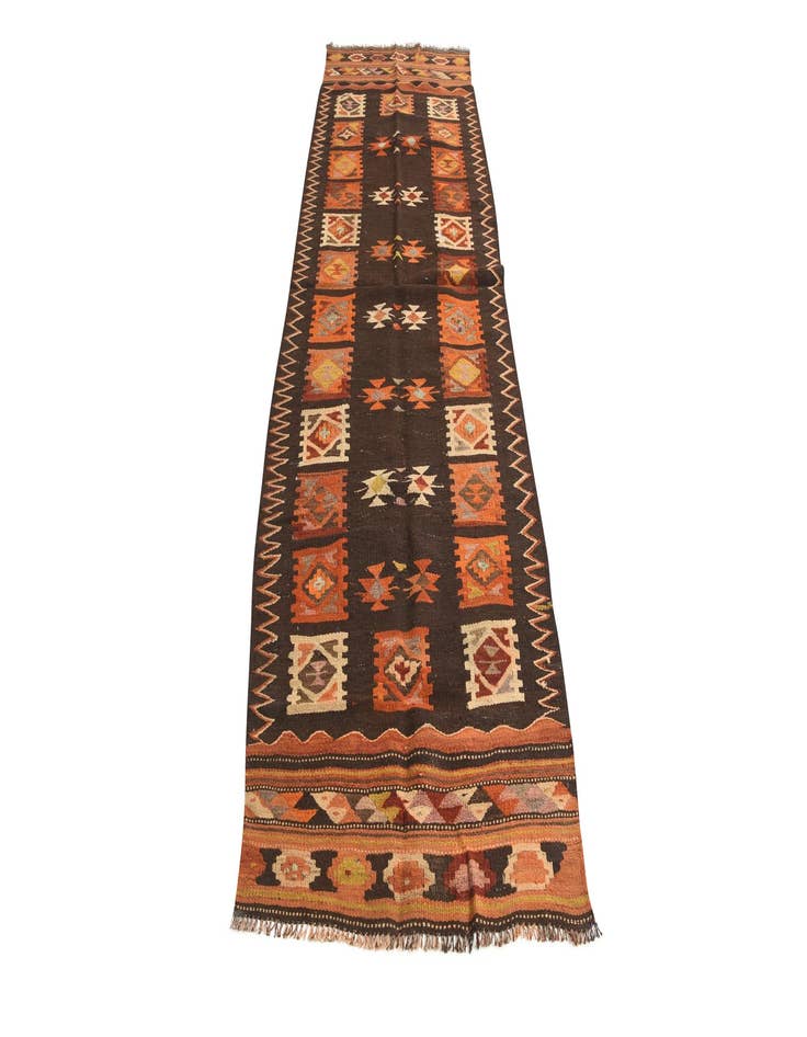 Detail image of 3' 1 x 10' 8  Hand Woven Kilim Fars Wool Runner Rug