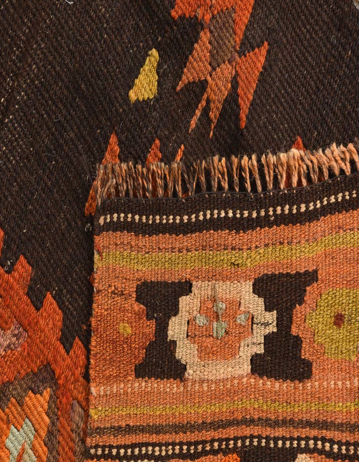 Detail image of 3' 1 x 10' 8  Hand Woven Kilim Fars Wool Runner Rug
