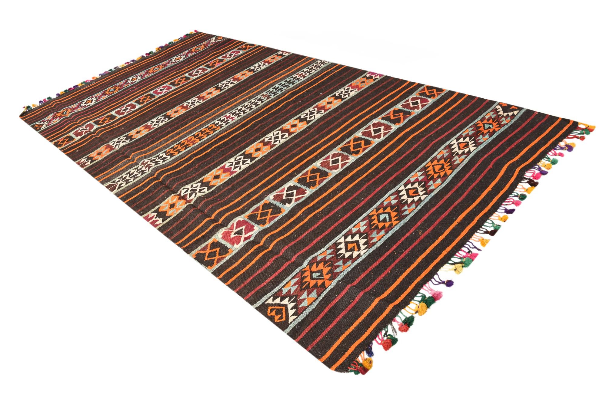 6' x 11' 8 Hand Woven Kilim Fars Wool Runner Rug