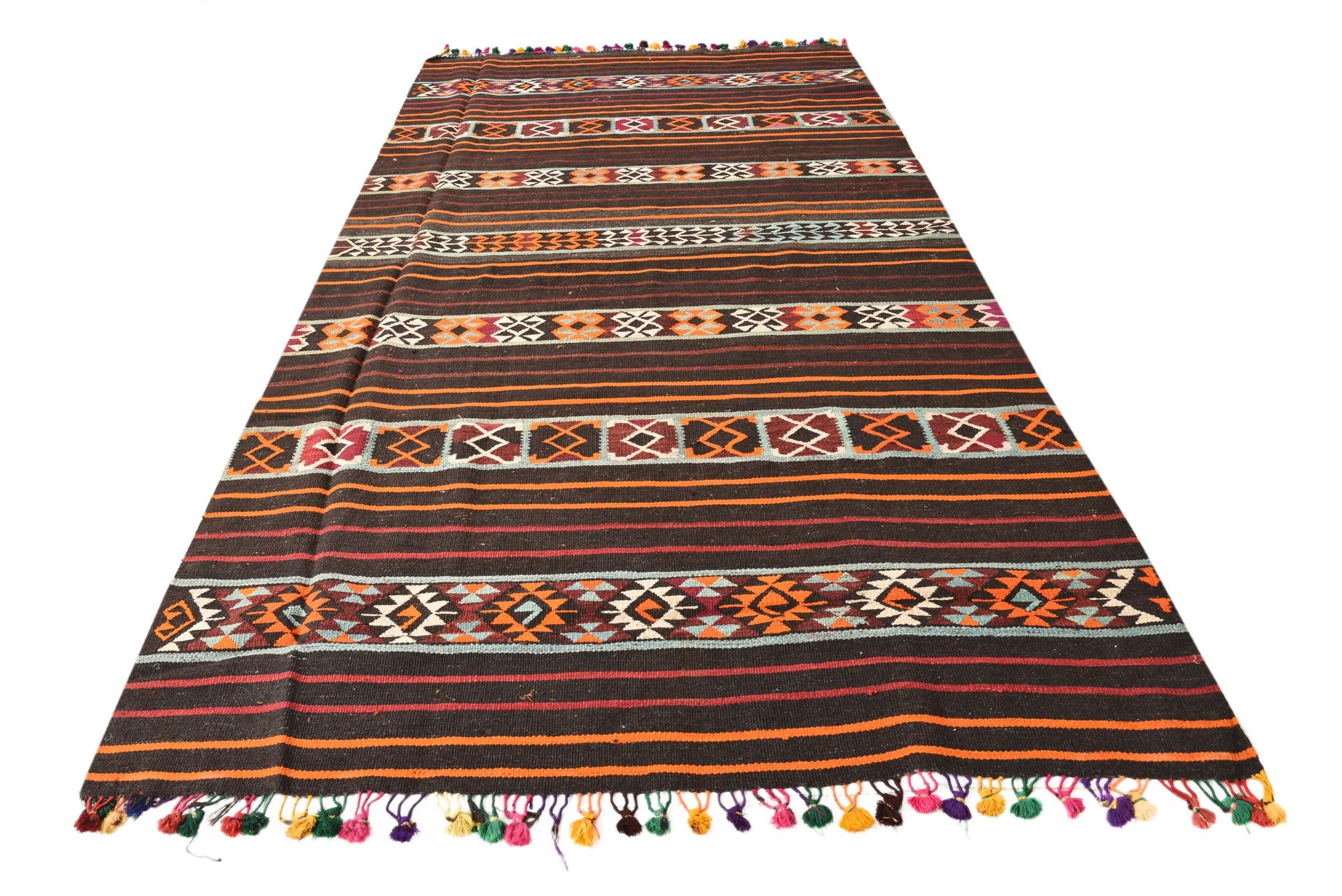6' x 11' 8 Hand Woven Kilim Fars Wool Runner Rug