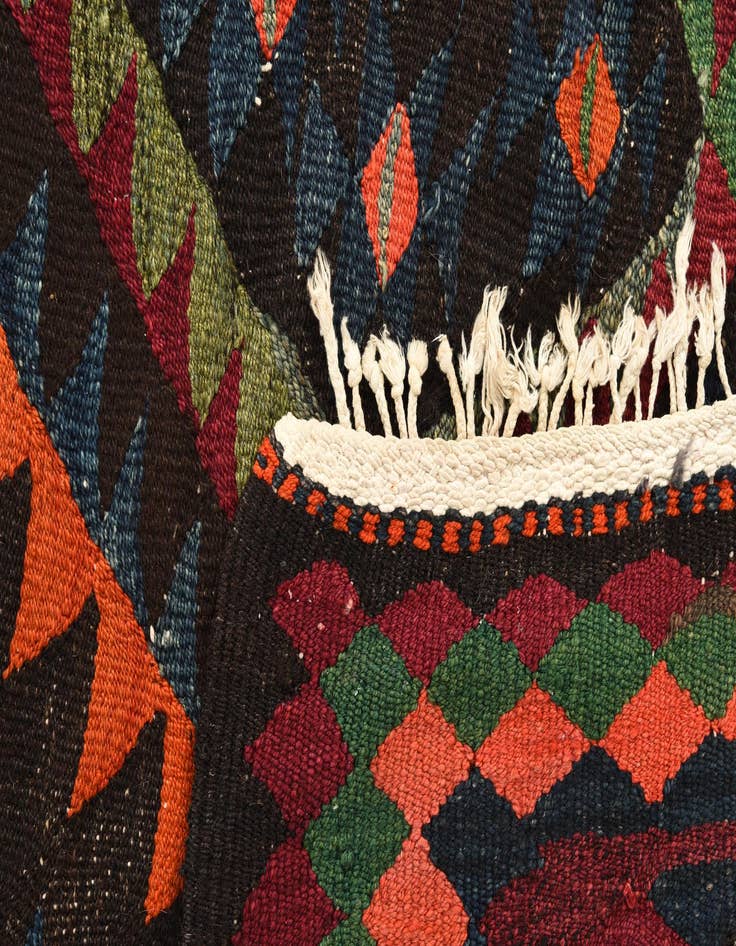 Detail image of 4' 7 x 9' 5  Hand Woven Kilim Fars Wool Runner Rug