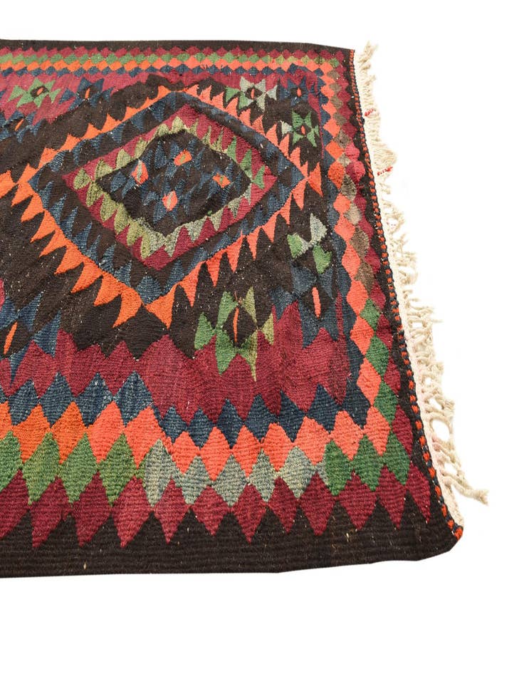 Detail image of 4' 7 x 9' 5  Hand Woven Kilim Fars Wool Runner Rug