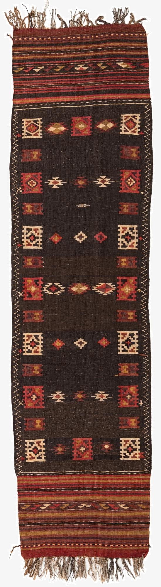 3' 2 x 12'  Hand Woven Kilim Fars Wool Runner Rug