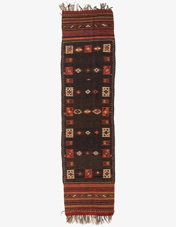 3' 2 x 12' Hand Woven Kilim Fars Wool Runner Rug