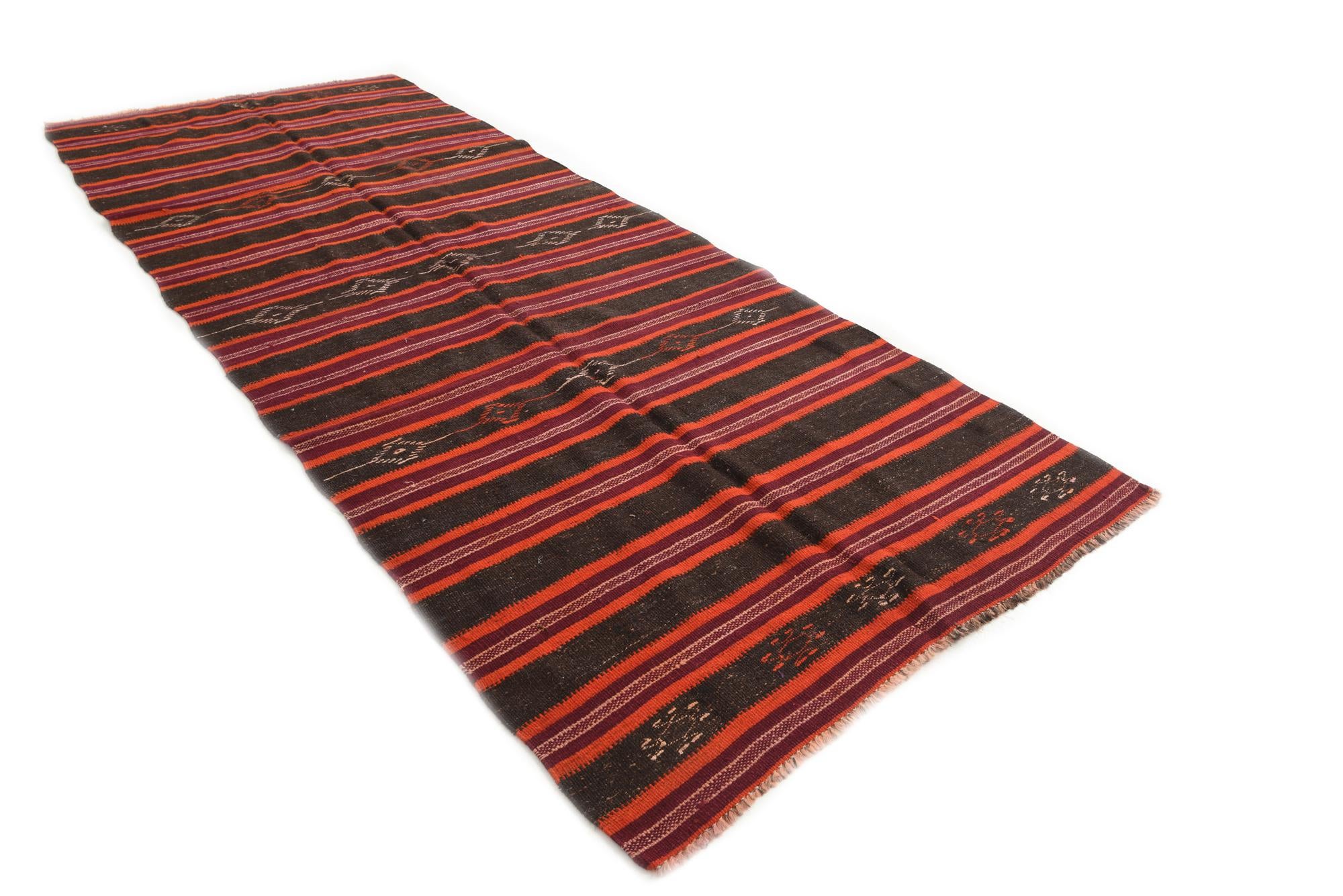 4' 6 x 11' 1 Hand Woven Kilim Modern Wool Runner Rug
