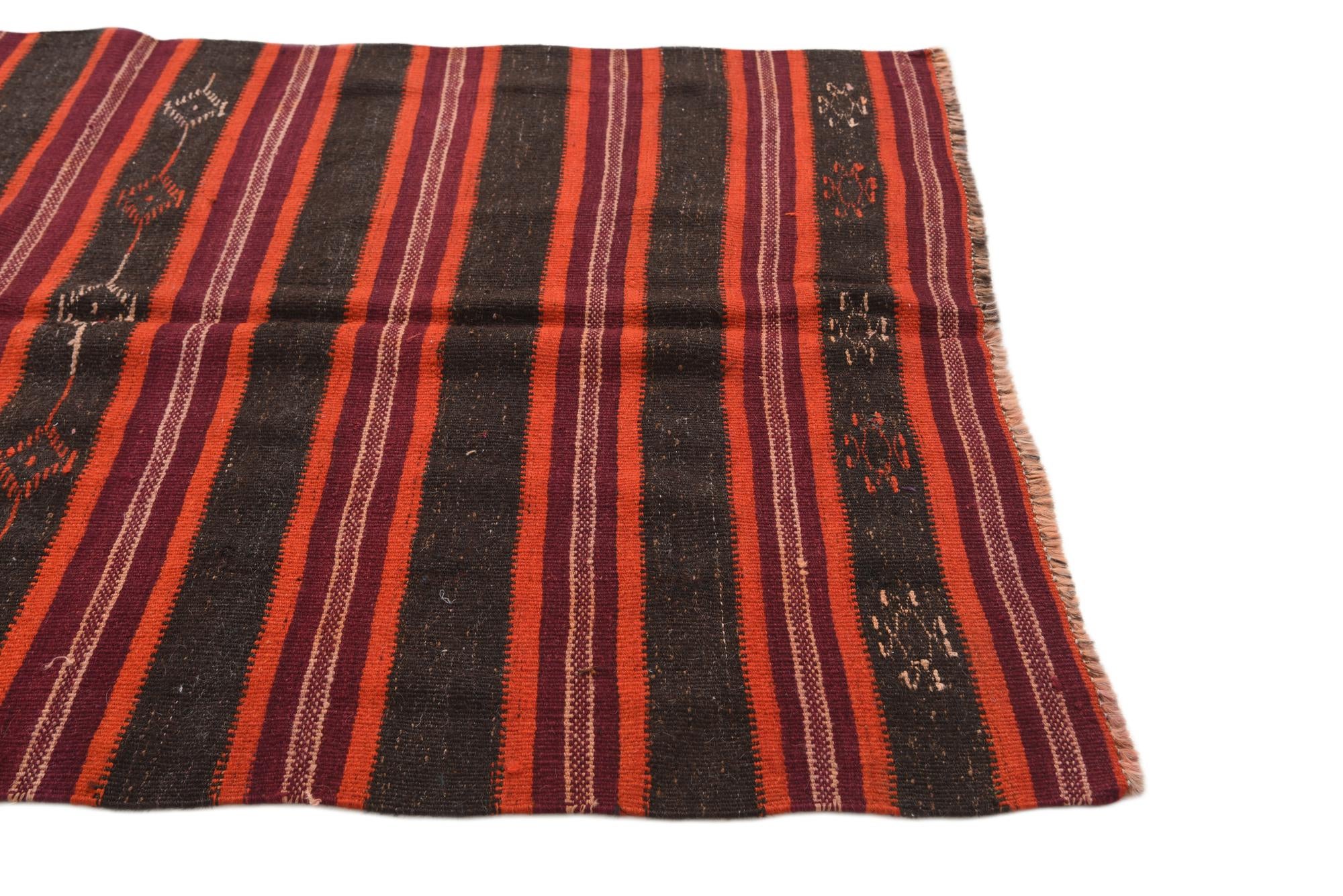 4' 6 x 11' 1 Hand Woven Kilim Modern Wool Runner Rug