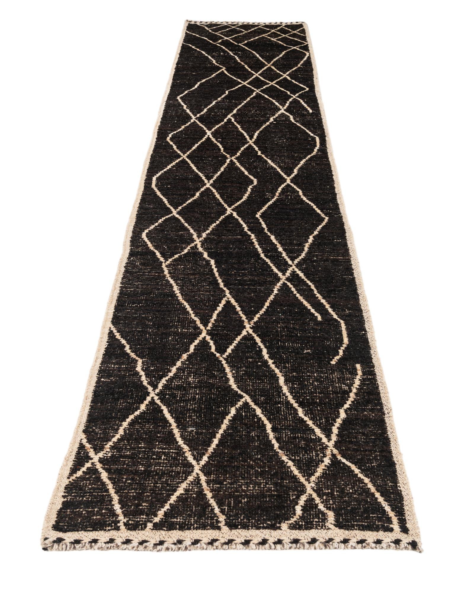 3' x 13' 9 Hand Knotted Moroccan Wool Runner Rug