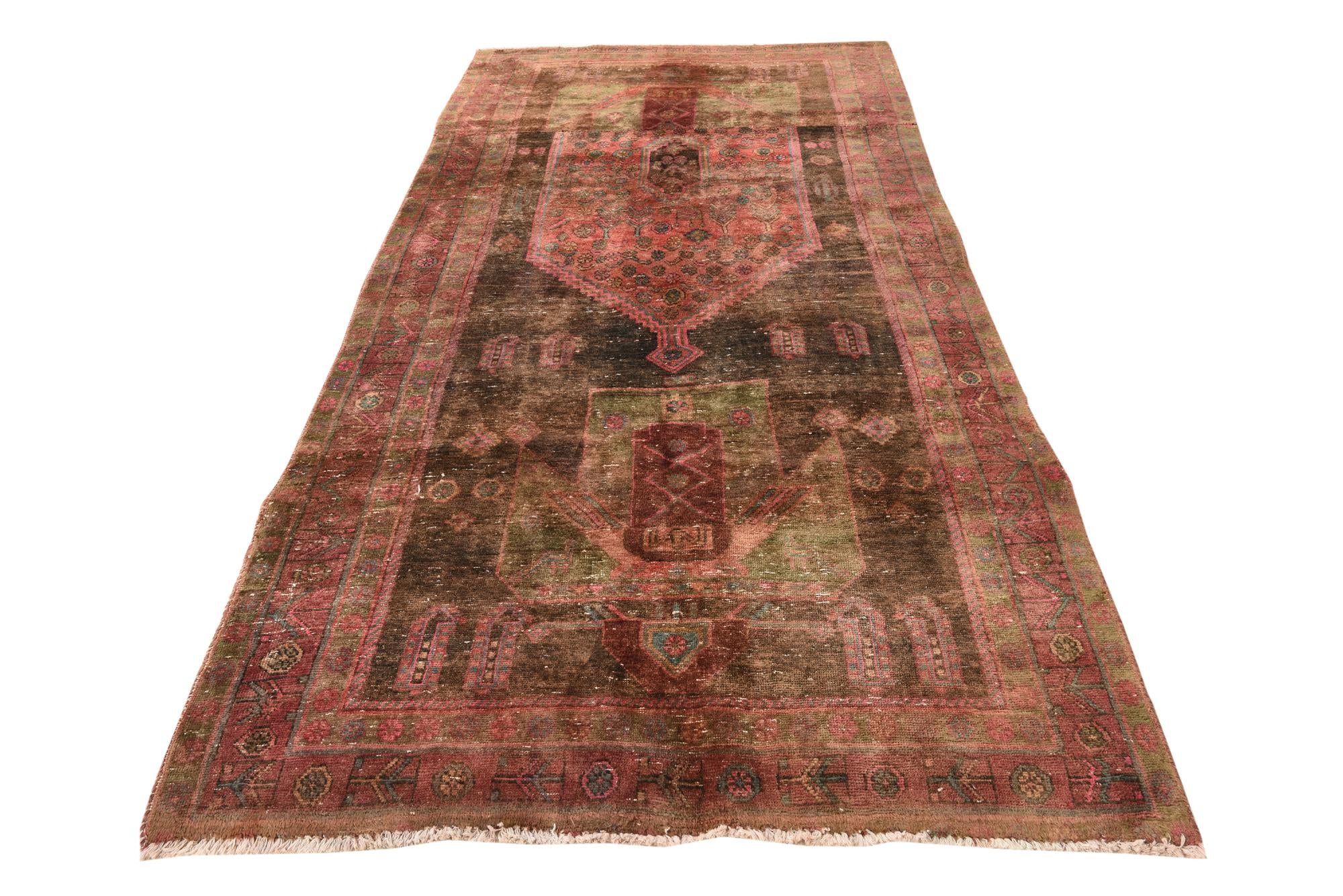 4' 10 x 9' 9 Hand Knotted Ultra Vintage Persian Wool Runner Rug