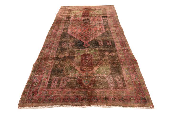 4' 10 x 9' 9 Hand Knotted Ultra Vintage Persian Wool Runner Rug
