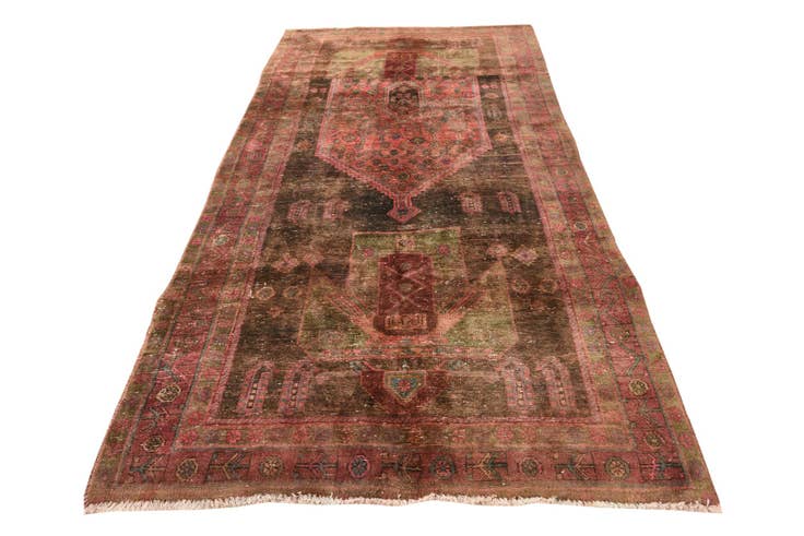 Detail image of 4' 10 x 9' 9 Hand Knotted Ultra Vintage Persian Wool Runner Rug