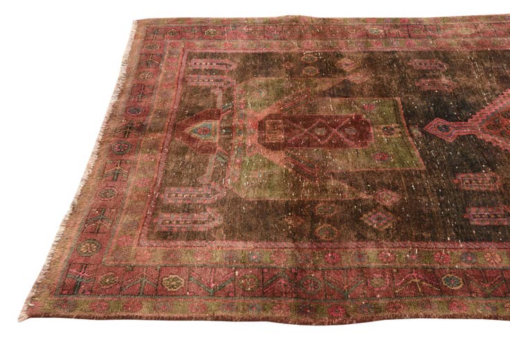 Detail image of 4' 10 x 9' 9 Hand Knotted Ultra Vintage Persian Wool Runner Rug