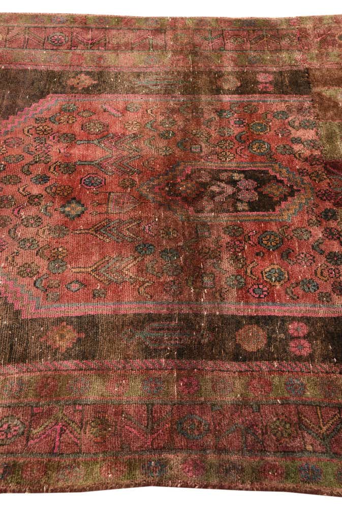 4' 10 x 9' 9 Hand Knotted Ultra Vintage Persian Wool Runner Rug