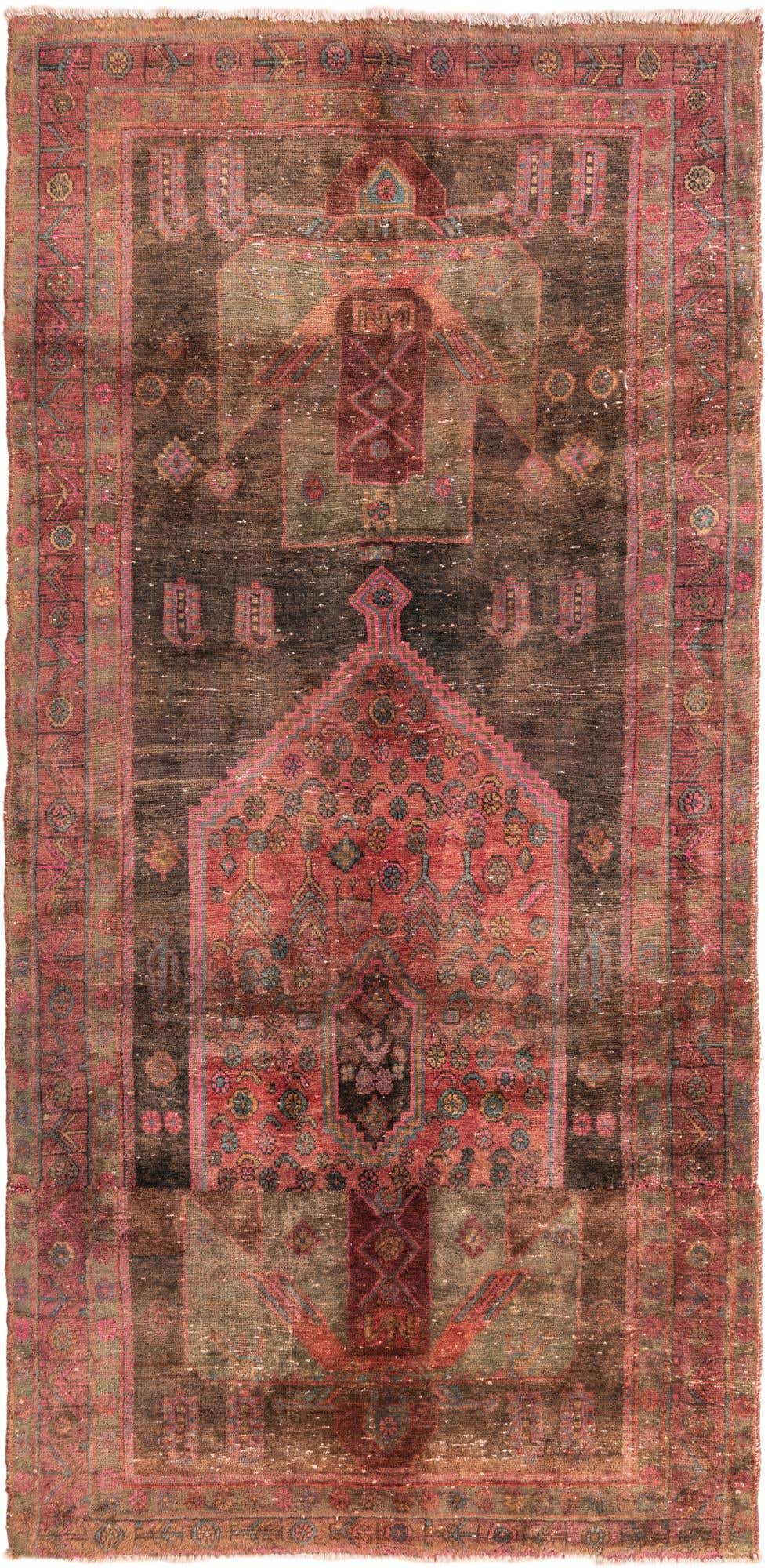 4' 10 x 9' 9 Hand Knotted Ultra Vintage Persian Wool Runner Rug