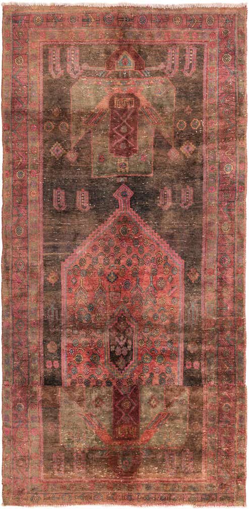 4' 10 x 9' 9 Hand Knotted Ultra Vintage Persian Wool Runner Rug