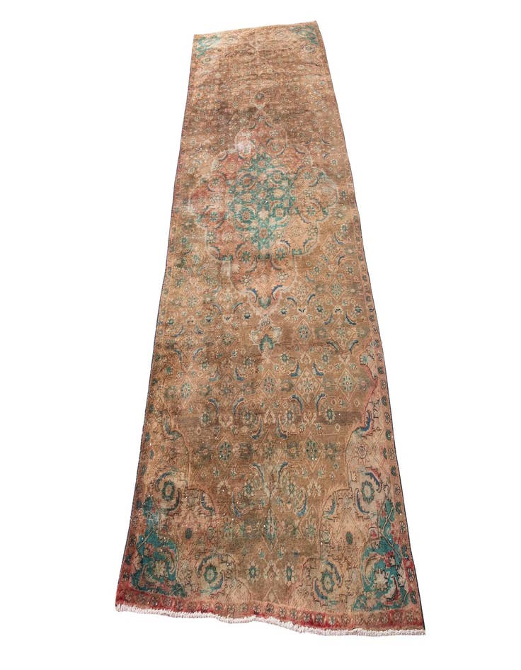 Detail image of 4' 2 x 10' 1  Hand Knotted Ultra Vintage Persian Wool Runner Rug