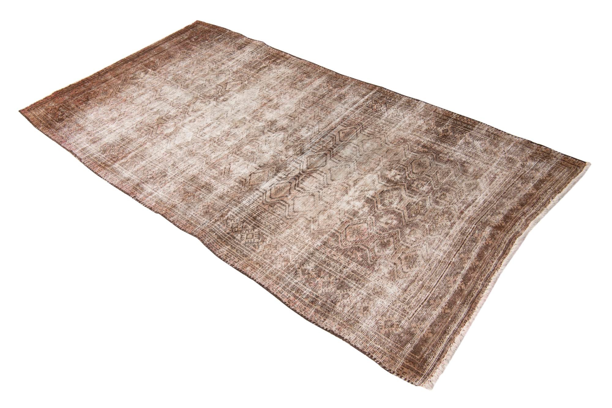 3' 7 x 7' 1 Hand Knotted Ultra Vintage Persian Wool Runner Rug