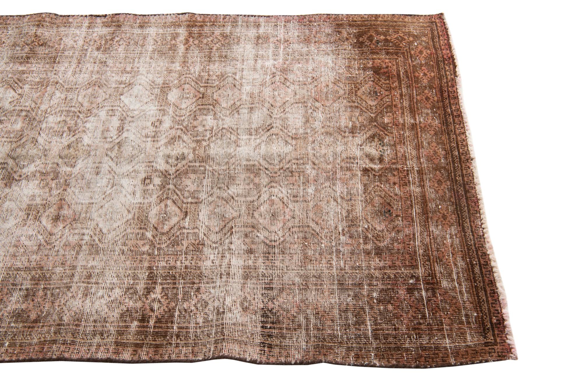 3' 7 x 7' 1 Hand Knotted Ultra Vintage Persian Wool Runner Rug