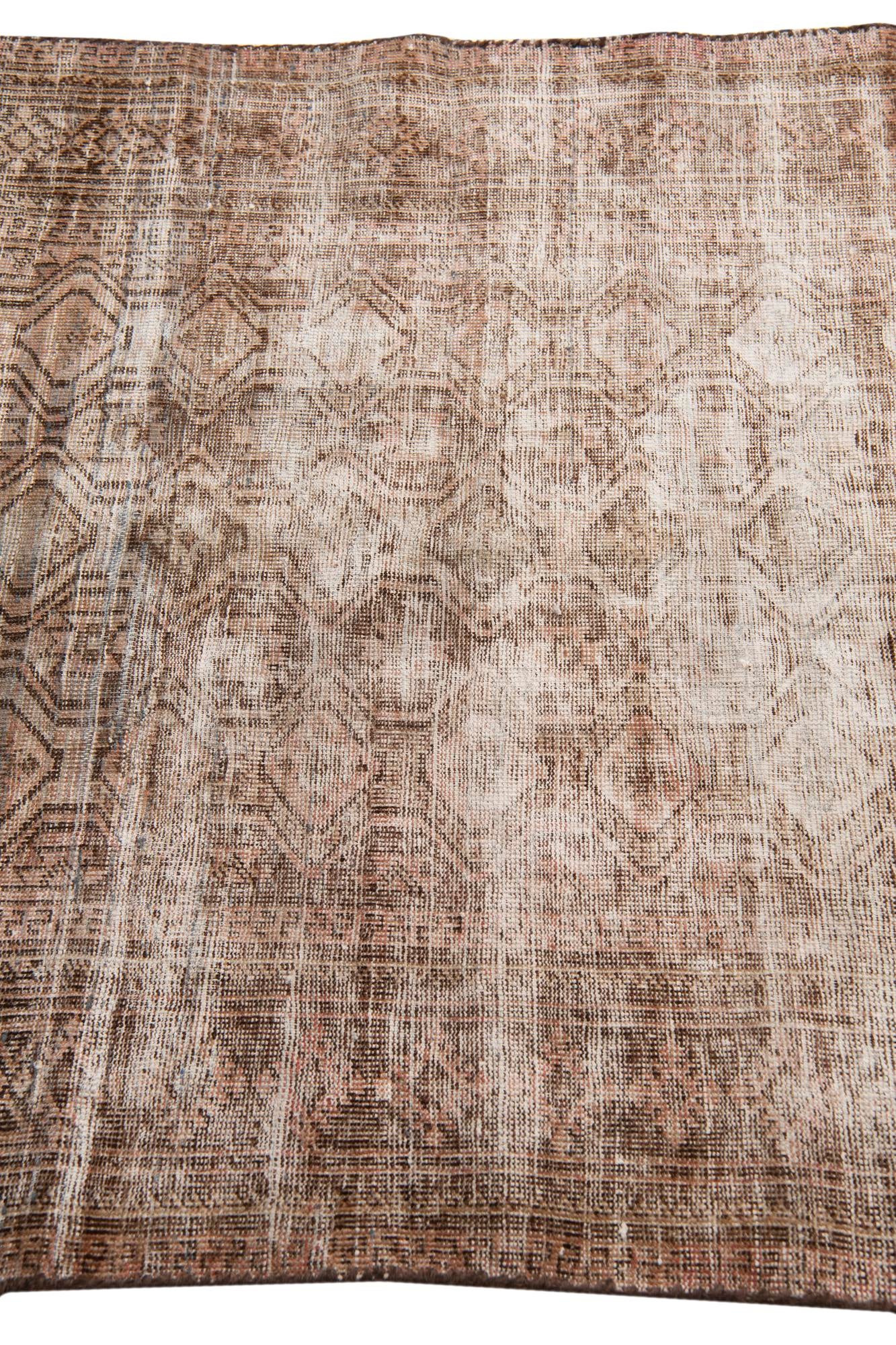 3' 7 x 7' 1 Hand Knotted Ultra Vintage Persian Wool Runner Rug