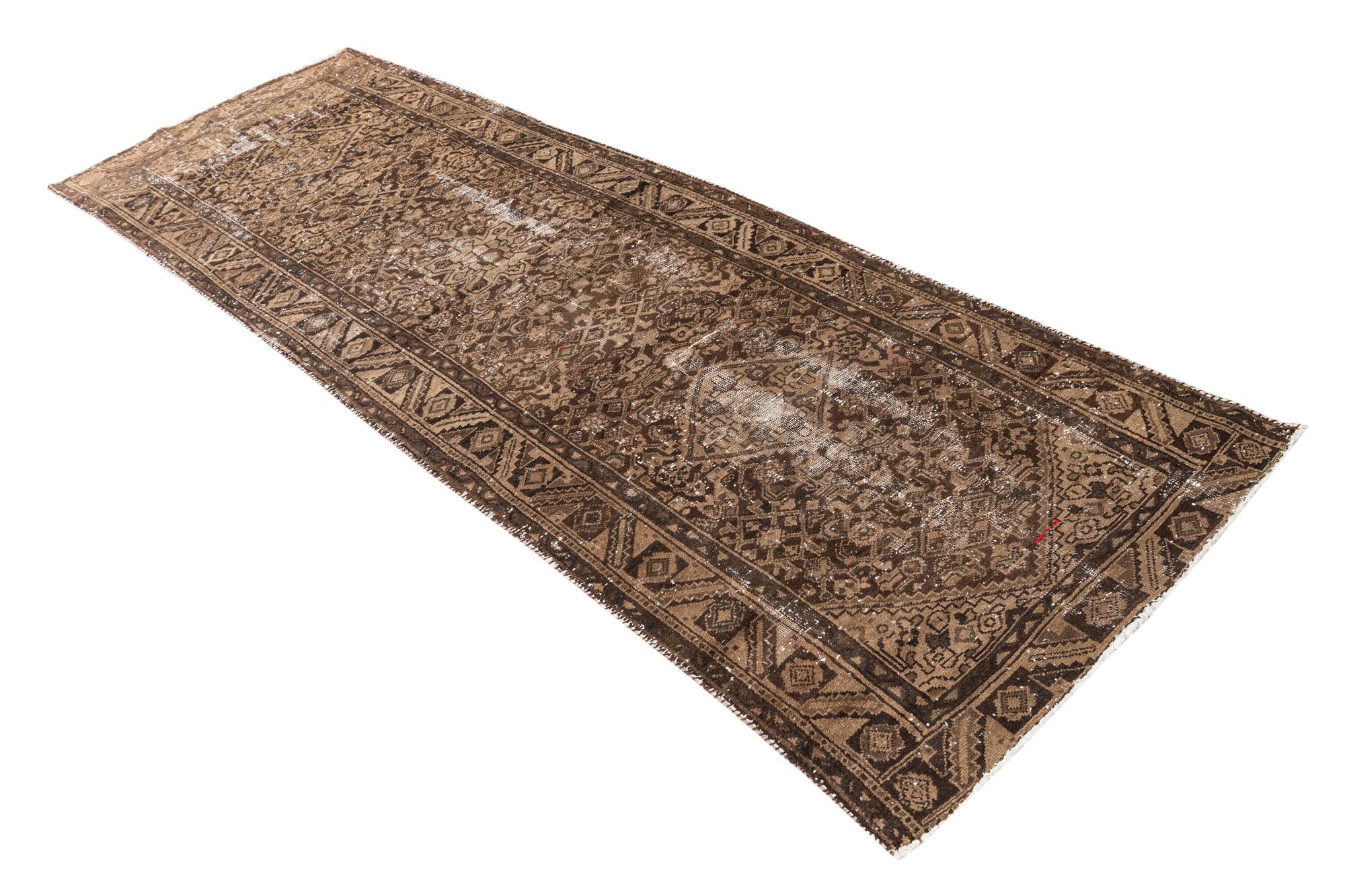 3' 6 x 10' 1 Hand Knotted Ultra Vintage Persian Wool Runner Rug