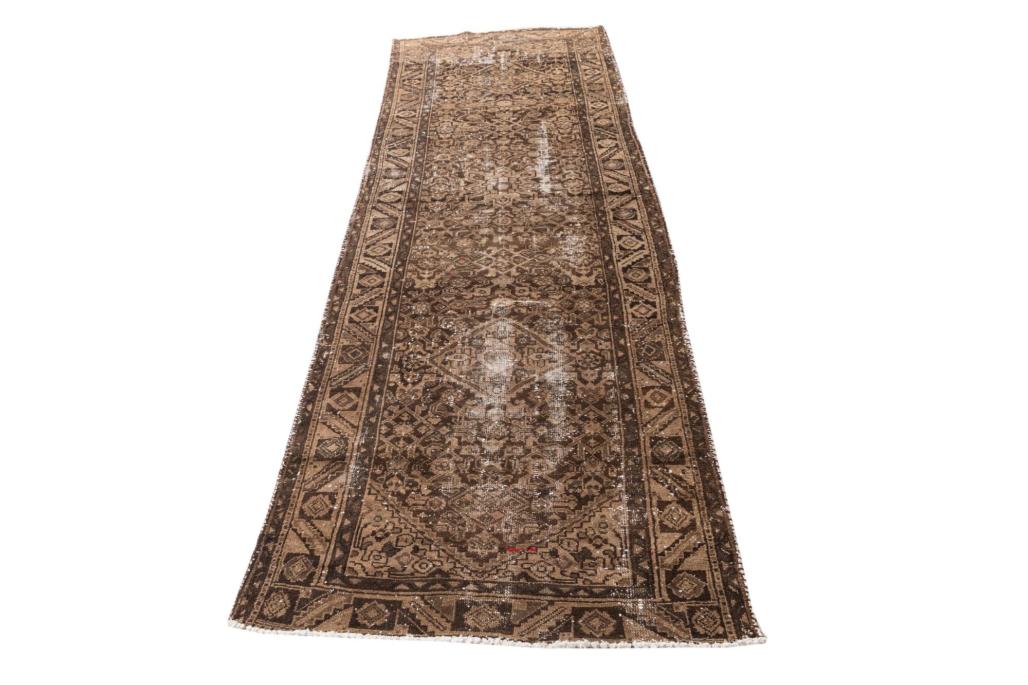 3' 6 x 10' 1 Hand Knotted Ultra Vintage Persian Wool Runner Rug