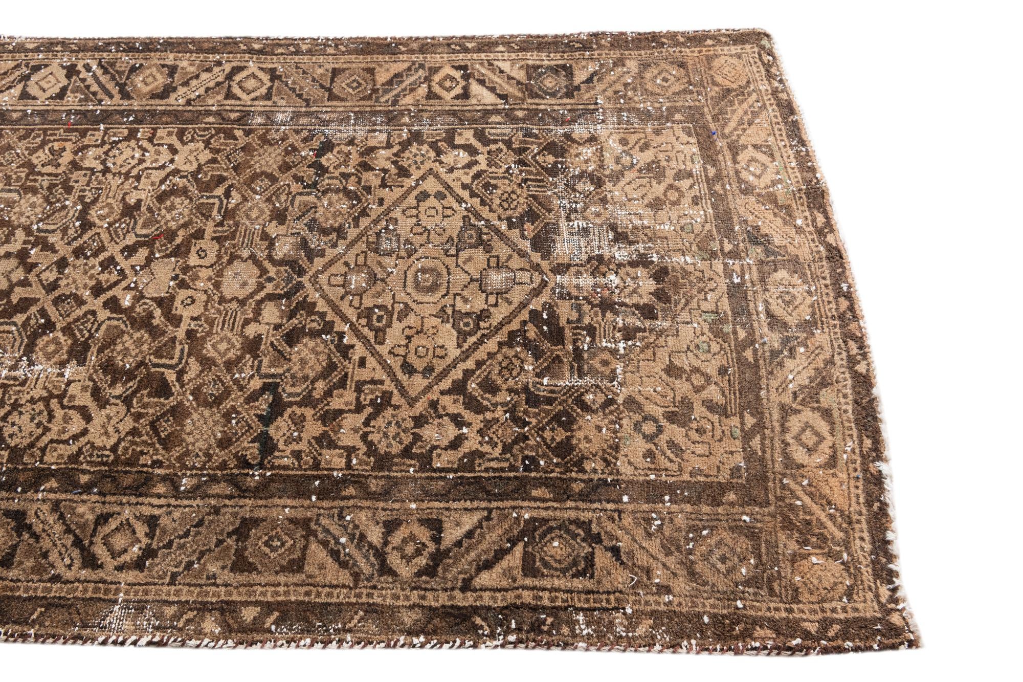 3' 6 x 10' 1 Hand Knotted Ultra Vintage Persian Wool Runner Rug
