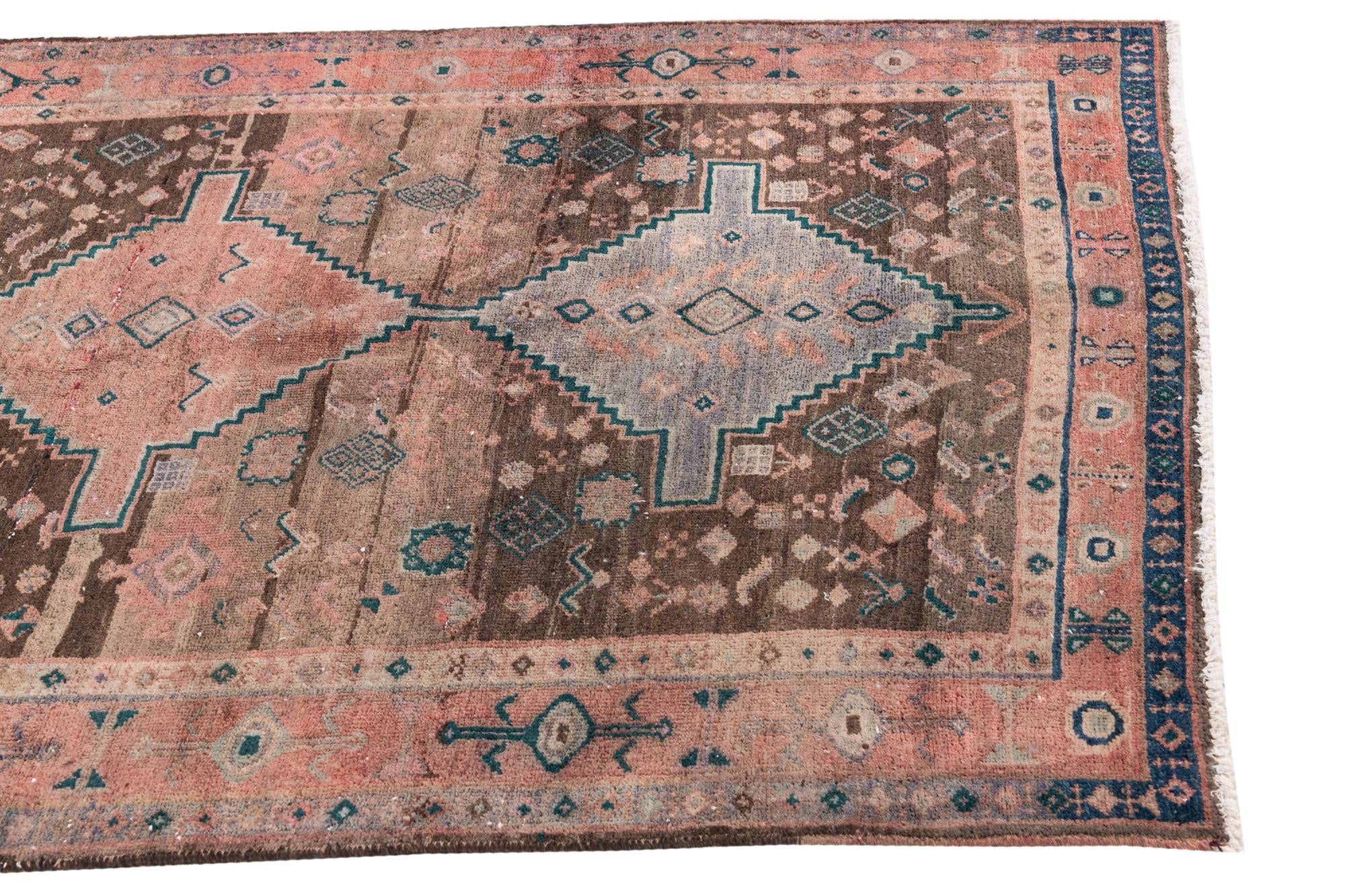 4' 2 x 10' 10 Hand Knotted Ultra Vintage Persian Wool Runner Rug