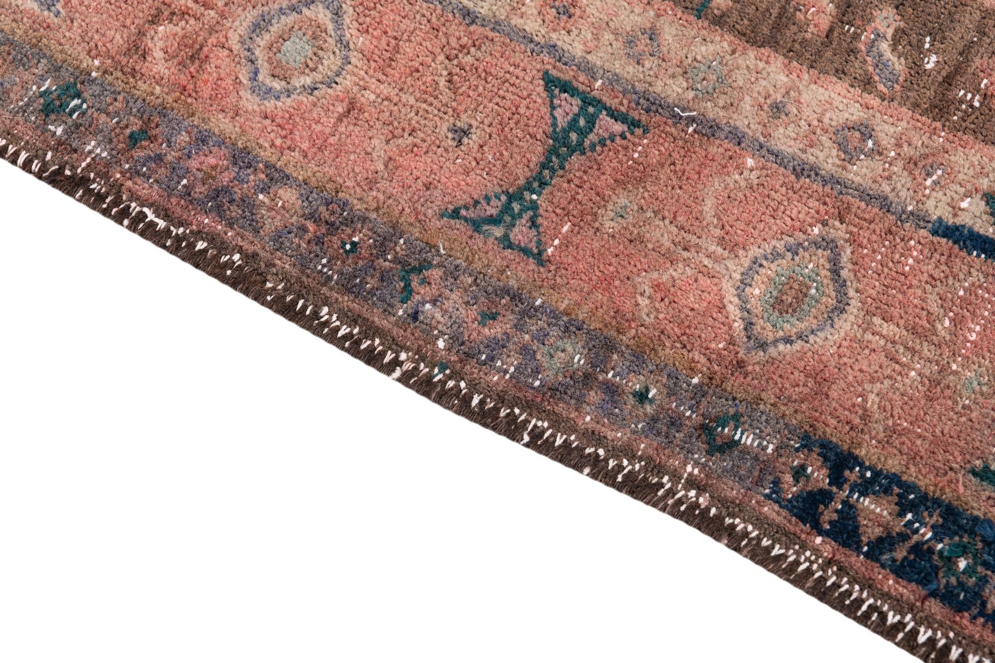 4' 2 x 10' 10 Hand Knotted Ultra Vintage Persian Wool Runner Rug