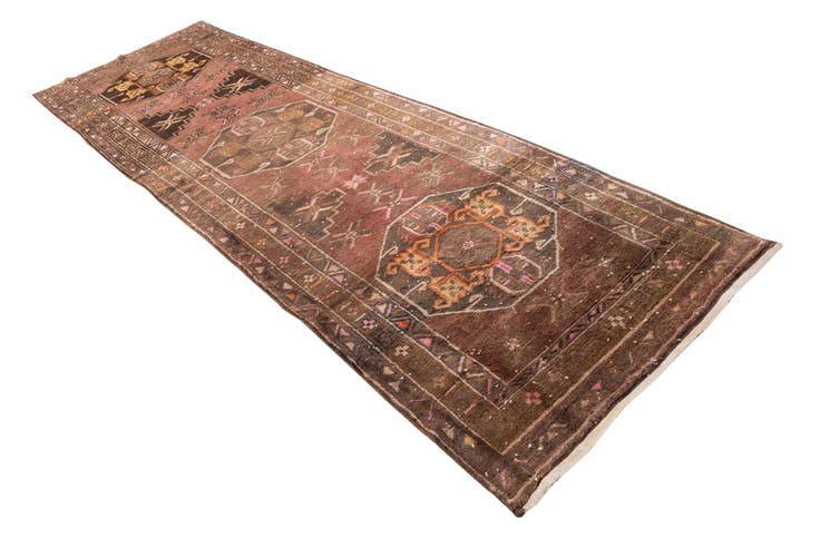 Detail image of 3' 9 x 12' 8 Hand Knotted Ultra Vintage Persian Wool Runner Rug