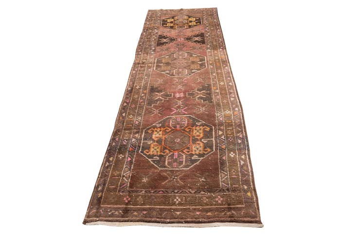 Detail image of 3' 9 x 12' 8 Hand Knotted Ultra Vintage Persian Wool Runner Rug