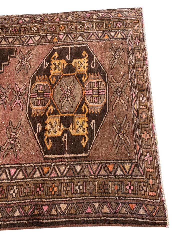 Detail image of 3' 9 x 12' 8  Hand Knotted Ultra Vintage Persian Wool Runner Rug