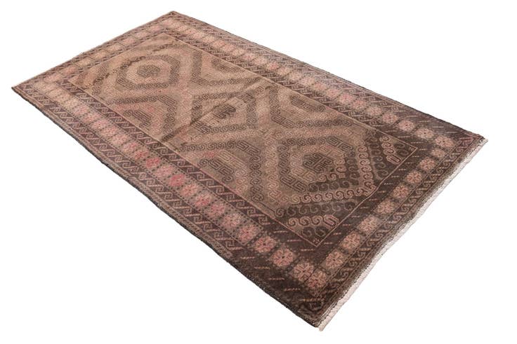 Detail image of 3' 9 x 6' 8 Hand Knotted Ultra Vintage Persian Wool Runner Rug