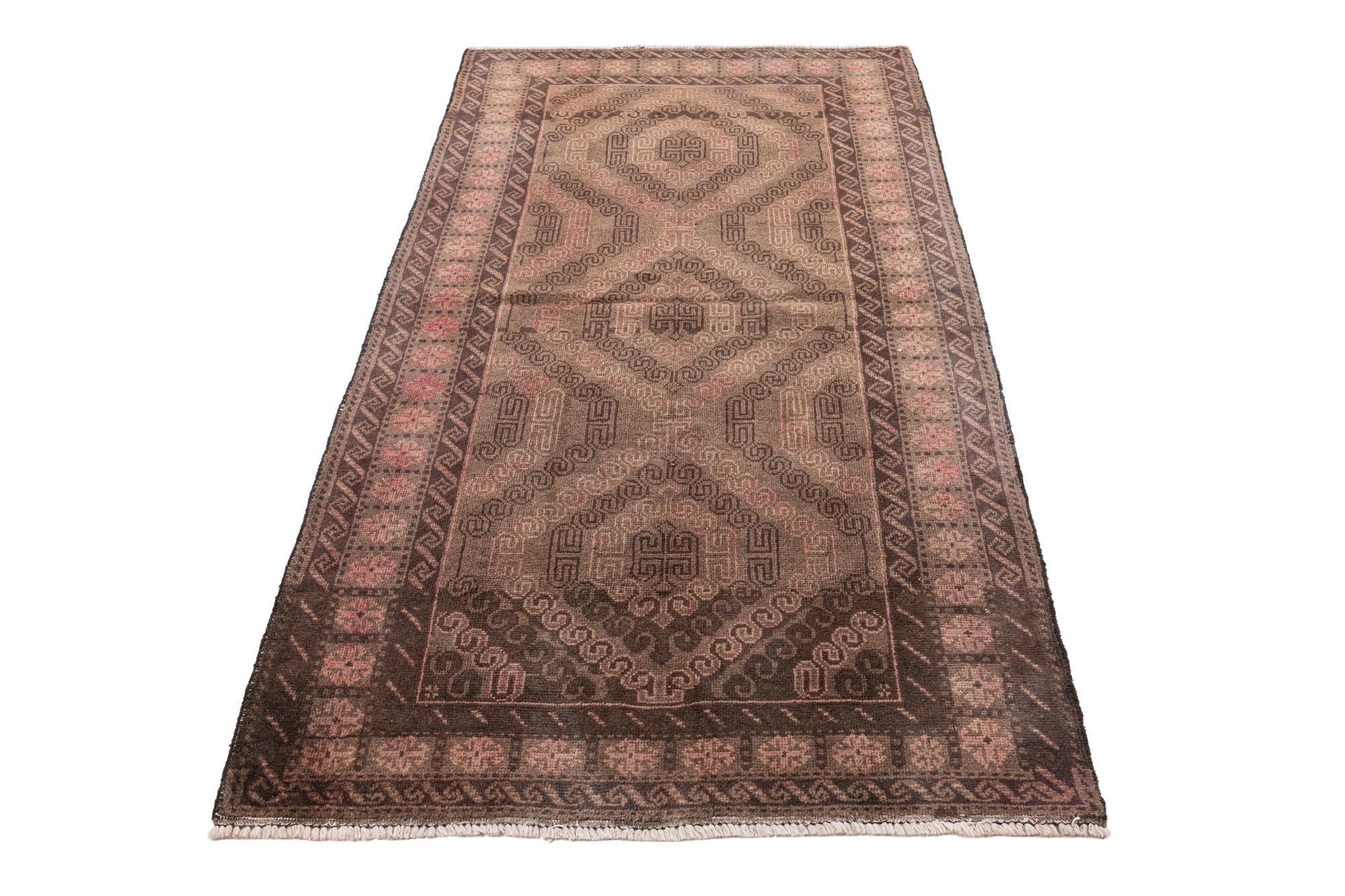 3' 9 x 6' 8 Hand Knotted Ultra Vintage Persian Wool Runner Rug