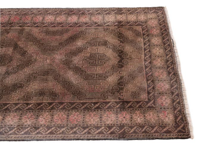 Detail image of 3' 9 x 6' 8 Hand Knotted Ultra Vintage Persian Wool Runner Rug