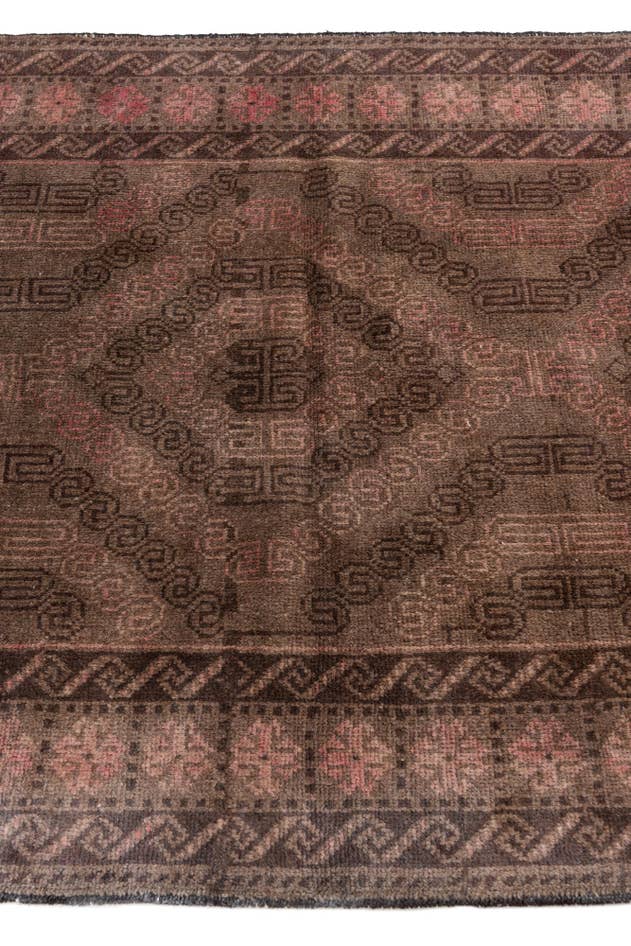 Detail image of 3' 9 x 6' 8 Hand Knotted Ultra Vintage Persian Wool Runner Rug