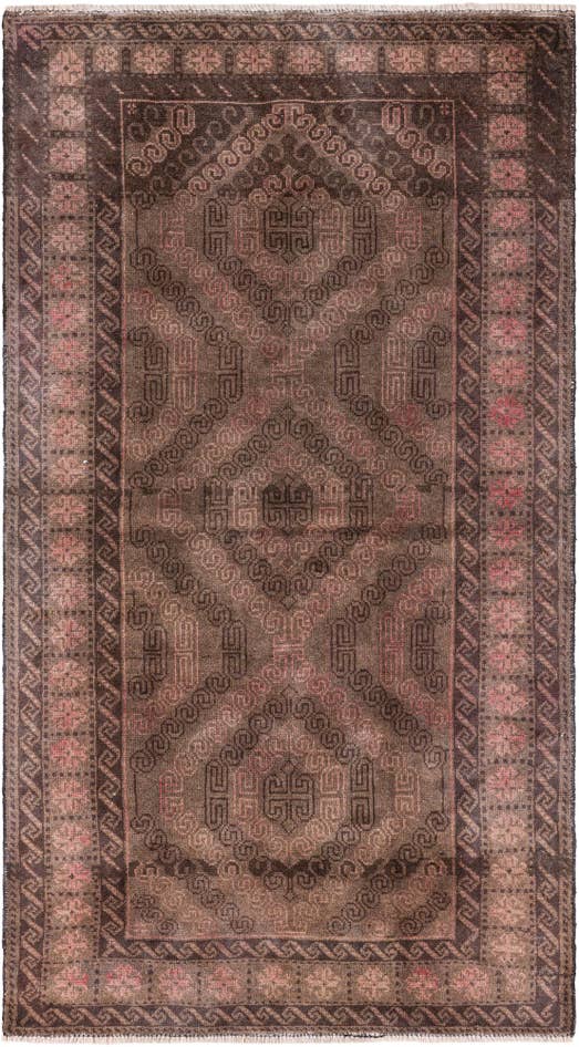 Detail image of 3' 9 x 6' 8 Hand Knotted Ultra Vintage Persian Wool Runner Rug
