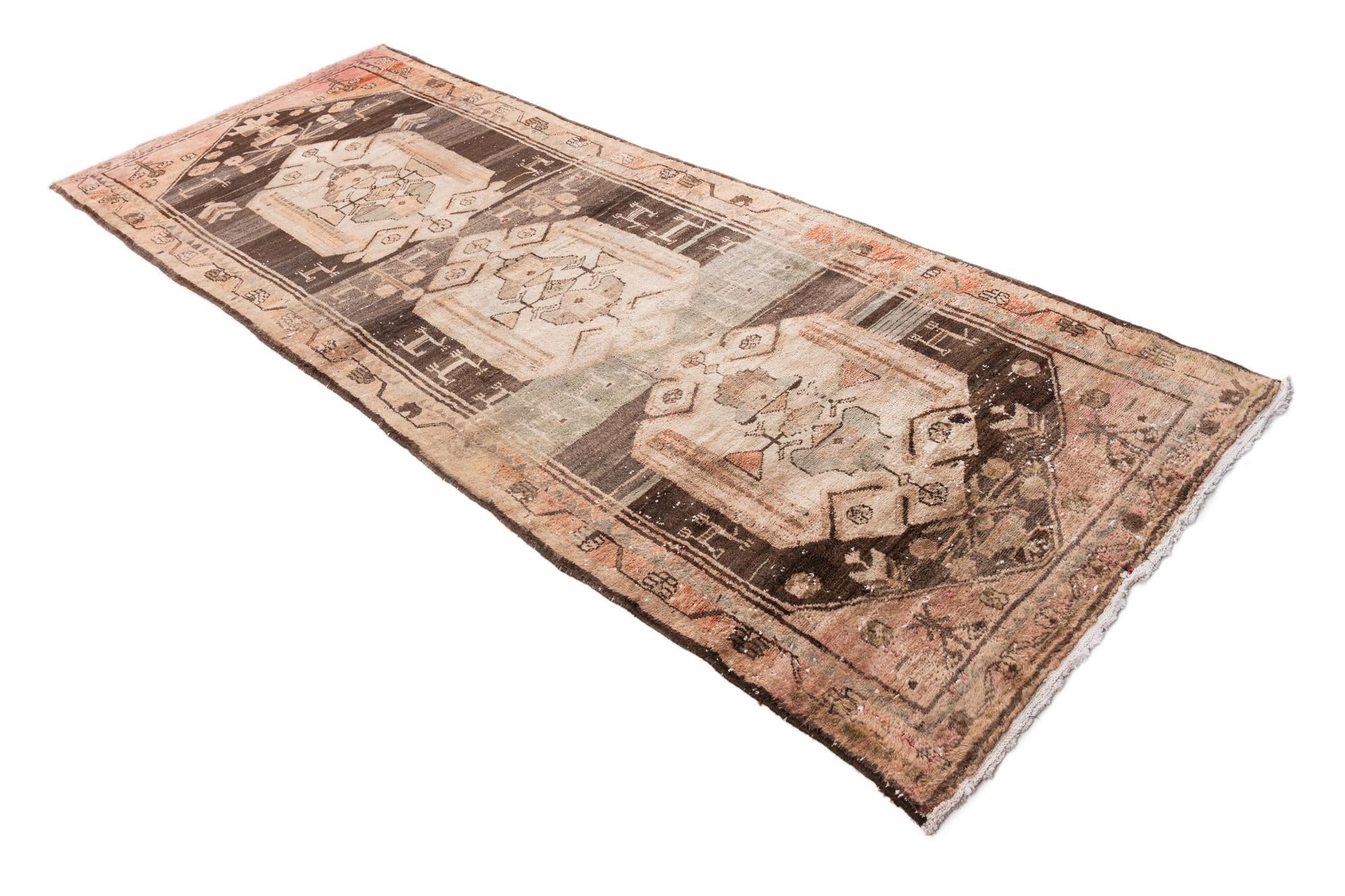 3' 8 x 9' 2 Hand Knotted Ultra Vintage Persian Wool Runner Rug